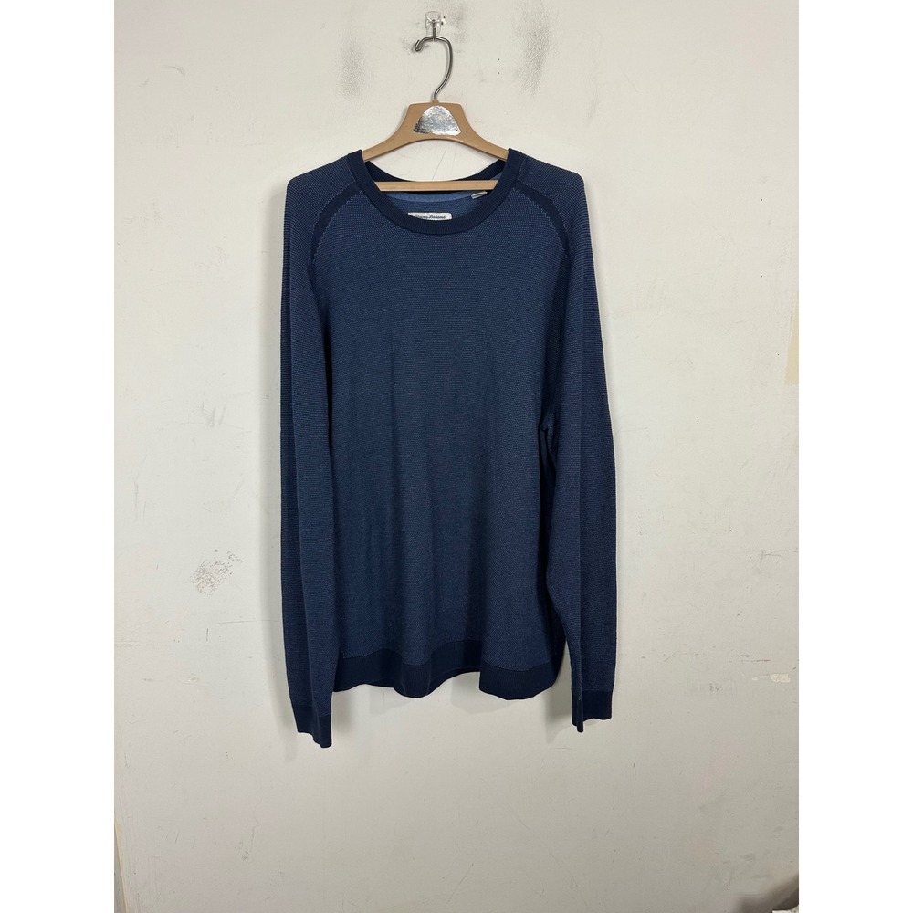 Tommy Bahama IslandZone Mens 2XLT Navy Blue Waffle Knit COOLMAX Sweater